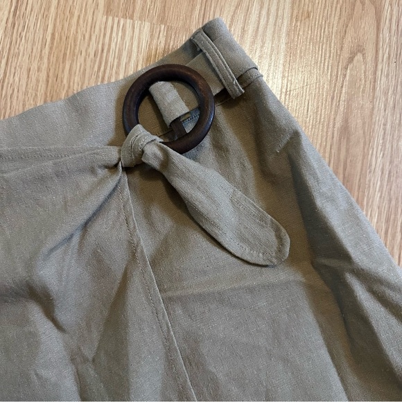 Sadie and sage tan mini skirt cotton linen blend nwt  faux wrap size small - Picture 3 of 7